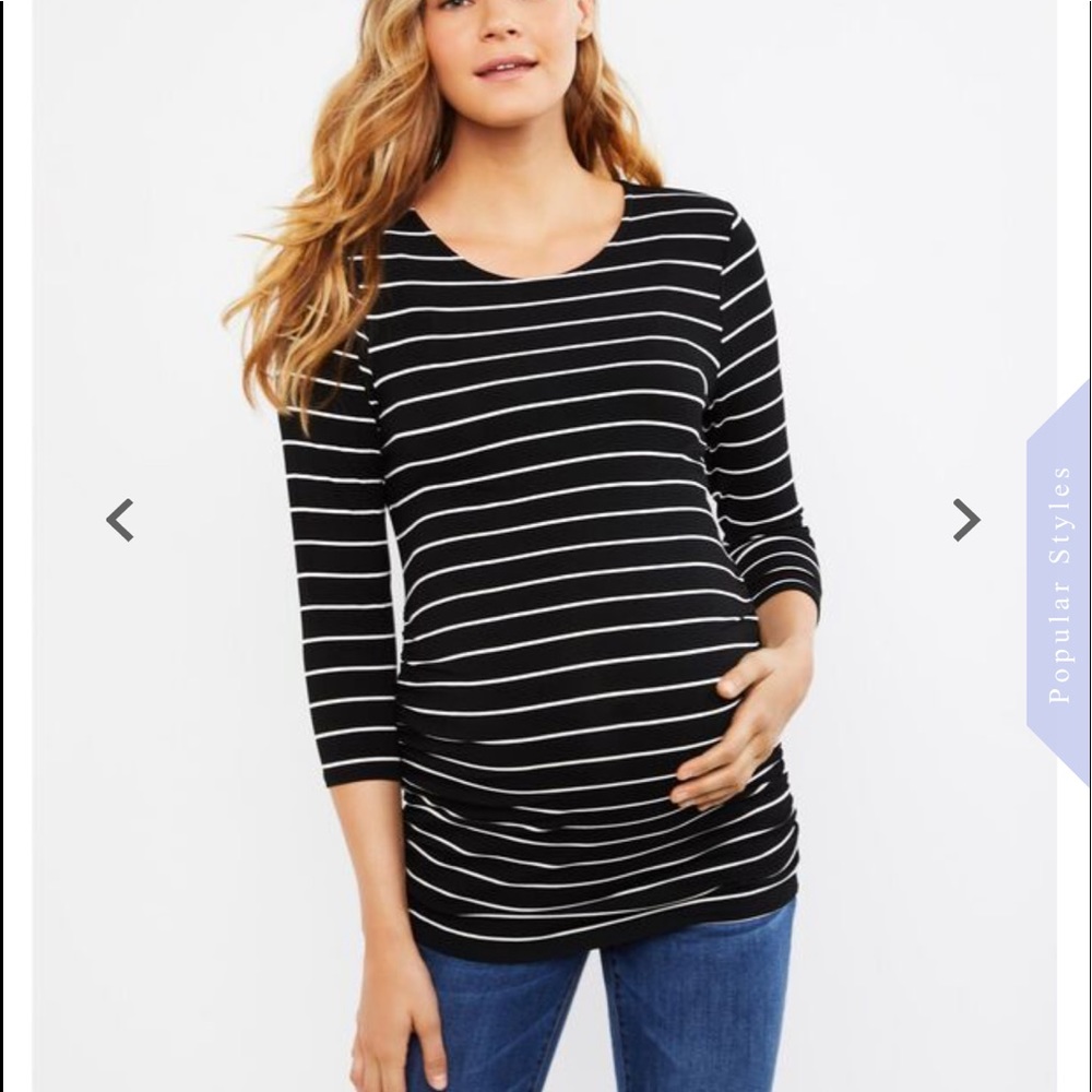 JessicaSimpson Striped ButtonBack Ruched Maternity